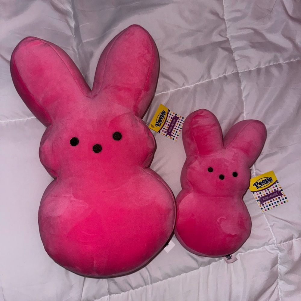 Peeps pink bunny plushies